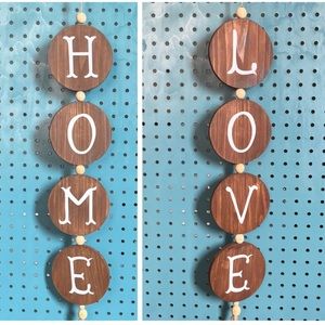 Hanging reversible wood sign Home & Love